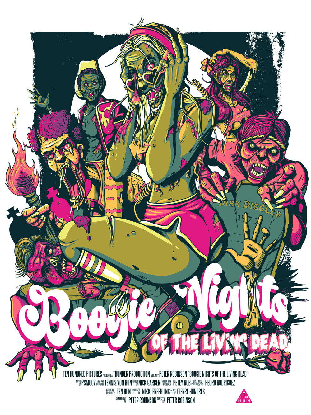 "Boogie Nights of the Living Dead" - 18" x 24" - Limited Edition Silk Screen Print
