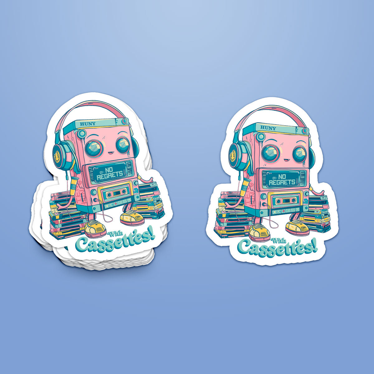 No Regrets With Cassettes - Kiss Cut Sticker - 3"